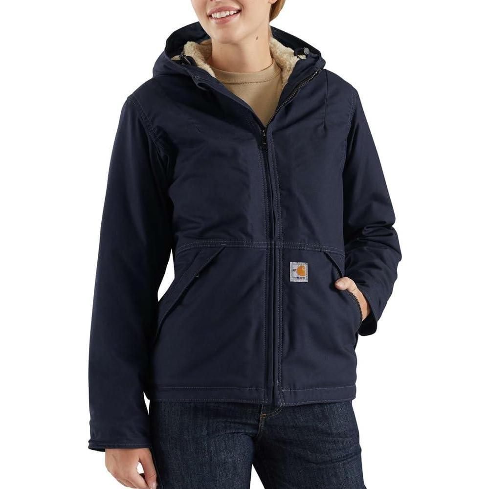 imageCarhartt Womens FlameResistant Full Swing Quick Duck SherpaLined JacketDark Navy