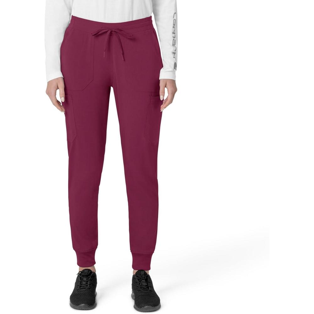 imageCarhartt Womens Force CrossFlex Modern Fit Cargo Jogger Scrub PantsWine