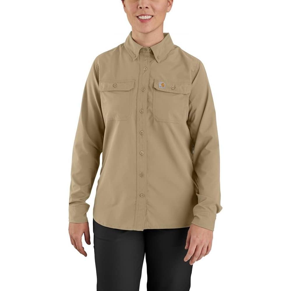 imageCarhartt Womens Force Relaxed Fit Lightweight Long Sleeve ShirtDark Khaki