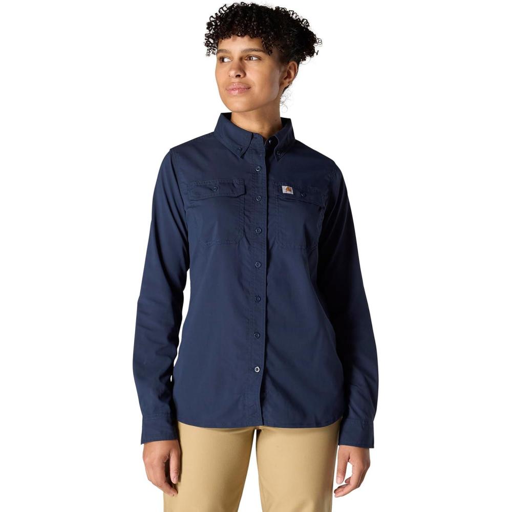 imageCarhartt Womens Force Relaxed Fit Lightweight Long Sleeve ShirtNavy
