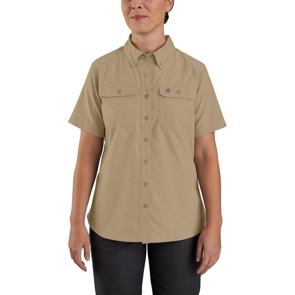 imageCarhartt Womens Force Relaxed Fit Lightweight Short Sleeve ShirtDark Khaki