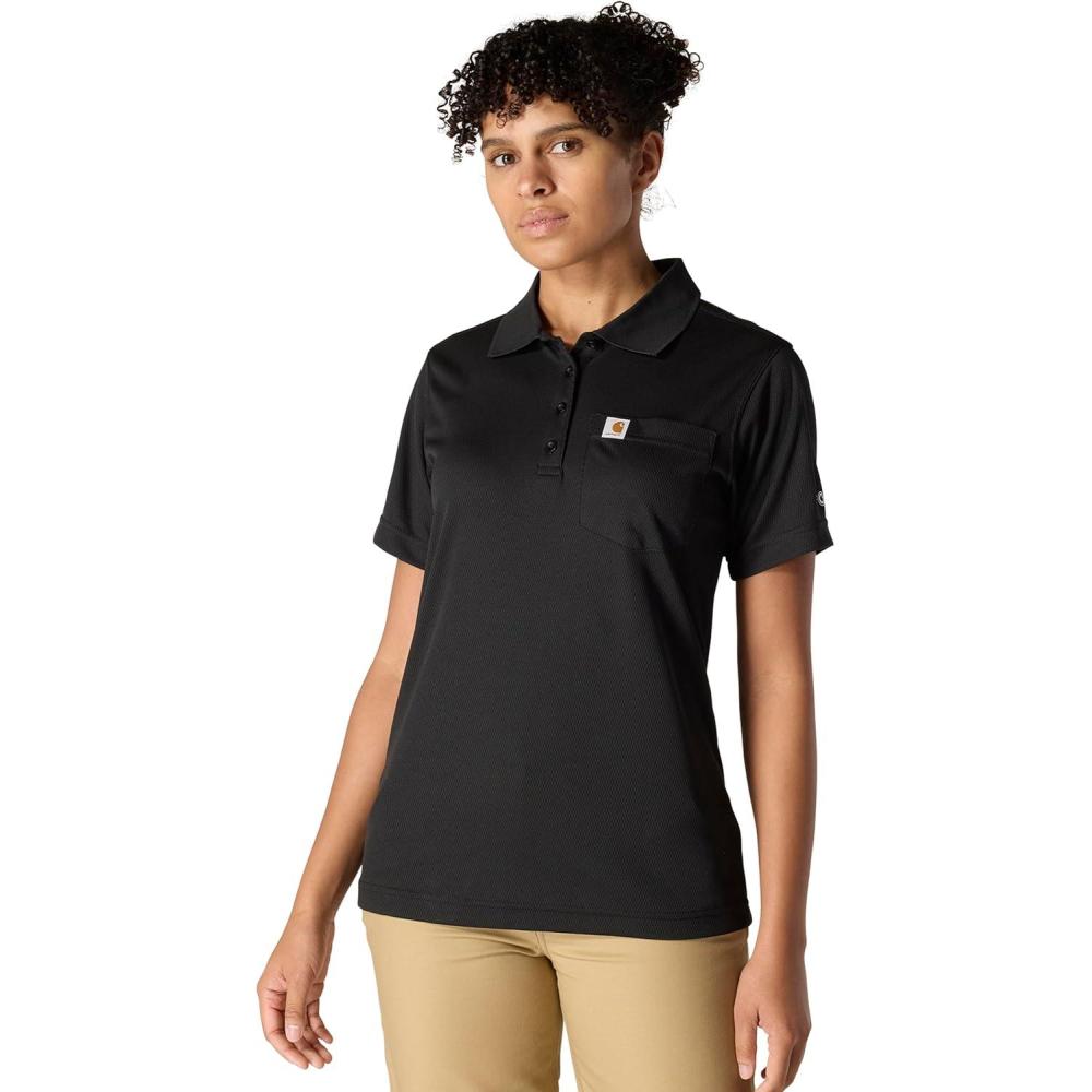 imageCarhartt Womens Force Relaxed Fit Lightweight ShortSleeve Pocket PoloBlack