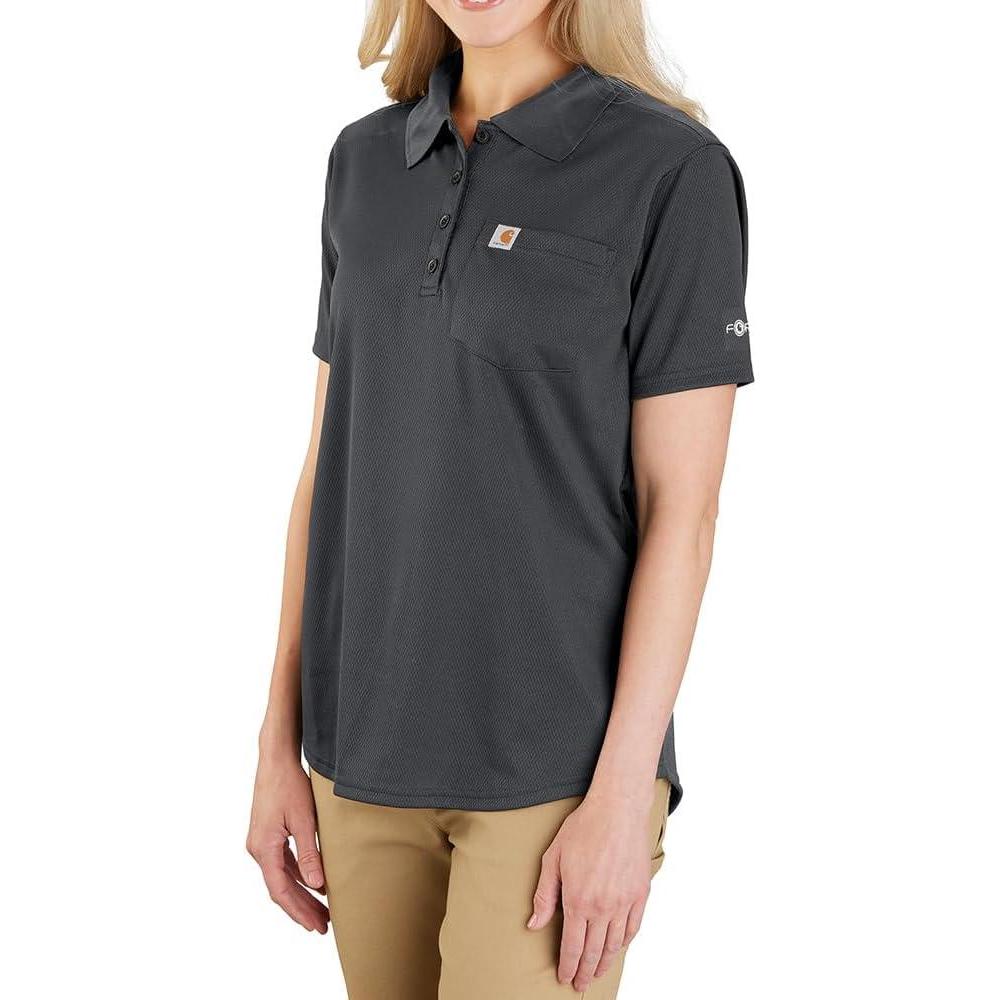 imageCarhartt Womens Force Relaxed Fit Lightweight ShortSleeve Pocket PoloShadow