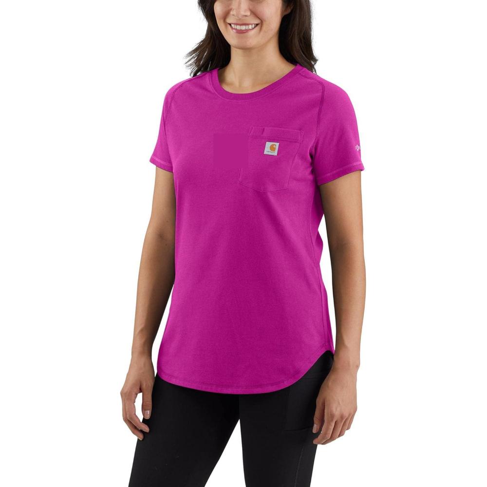 imageCarhartt Womens Force Relaxed Fit Midweight Pocket TShirtMagenta Agate