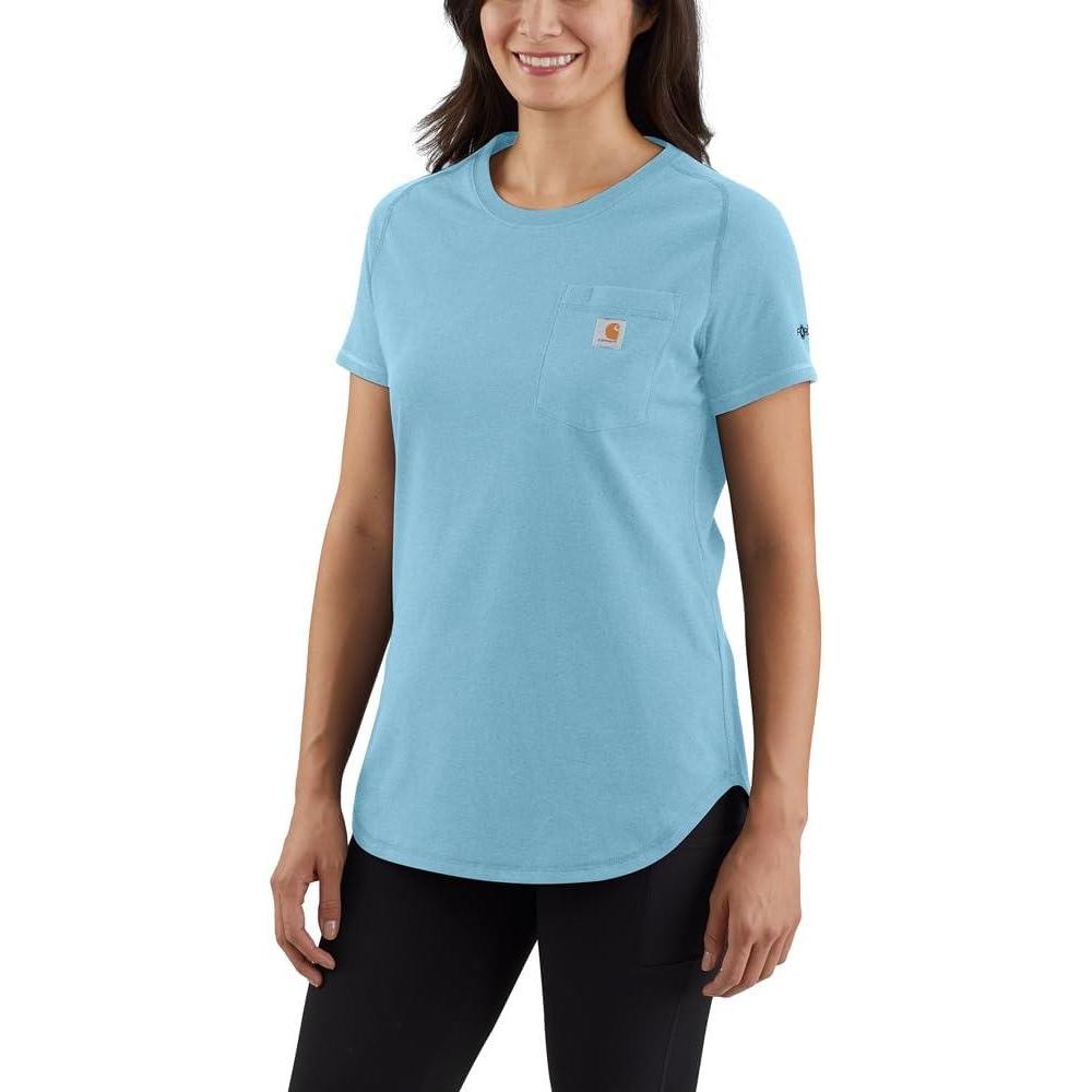 imageCarhartt Womens Force Relaxed Fit Midweight Pocket TShirtPowder Blue