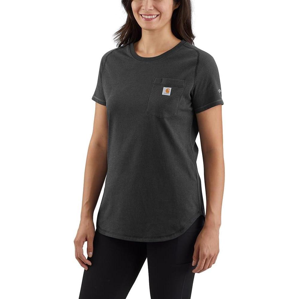 imageCarhartt Womens Force Relaxed Fit Midweight Pocket Tshirt Carbon Heather Medium