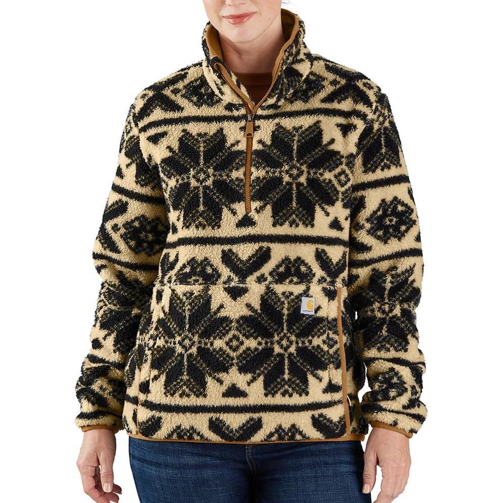 imageCarhartt Womens Loose Fit Fleece PulloverOat MilkBlack Fairisle