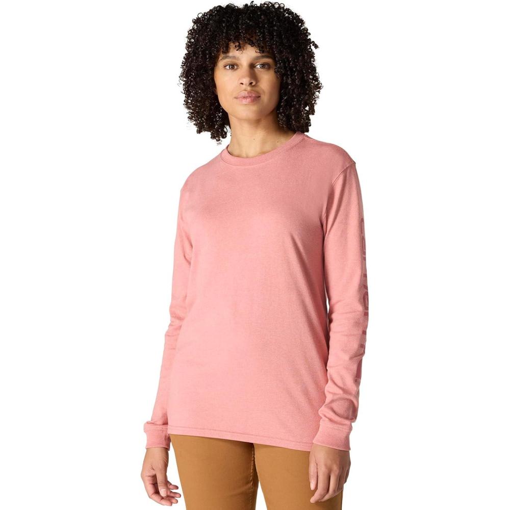 imageCarhartt Womens Loose Fit Heavyweight LongSleeve Logo Sleeve Graphic TShirtRose Tint Heather