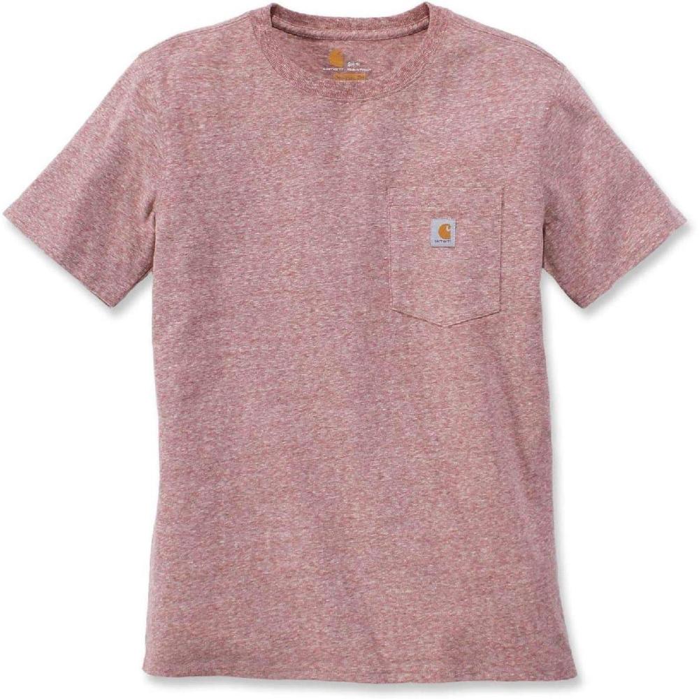 imageCarhartt Womens Loose Fit Heavyweight ShortSleeve Pocket TShirtDark Barn Red Snow Heather