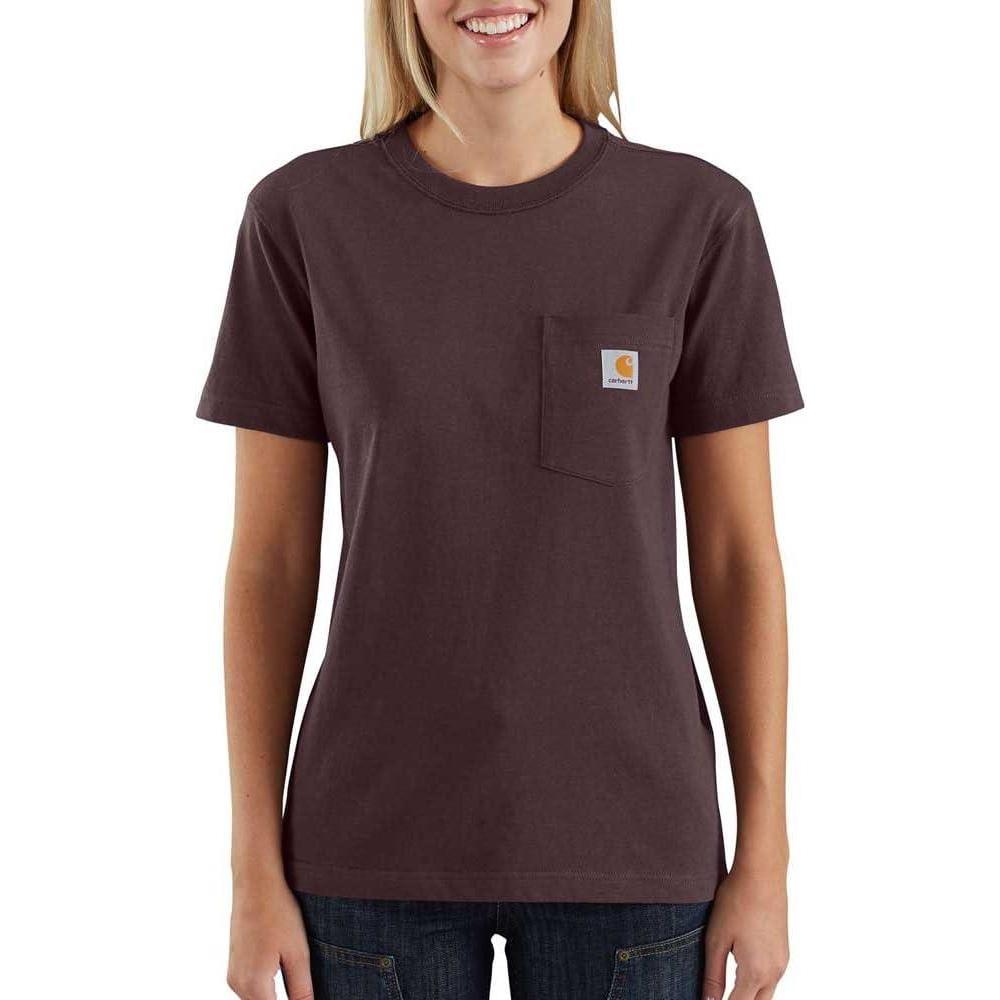 imageCarhartt Womens Loose Fit Heavyweight ShortSleeve Pocket TShirtDeep Wine