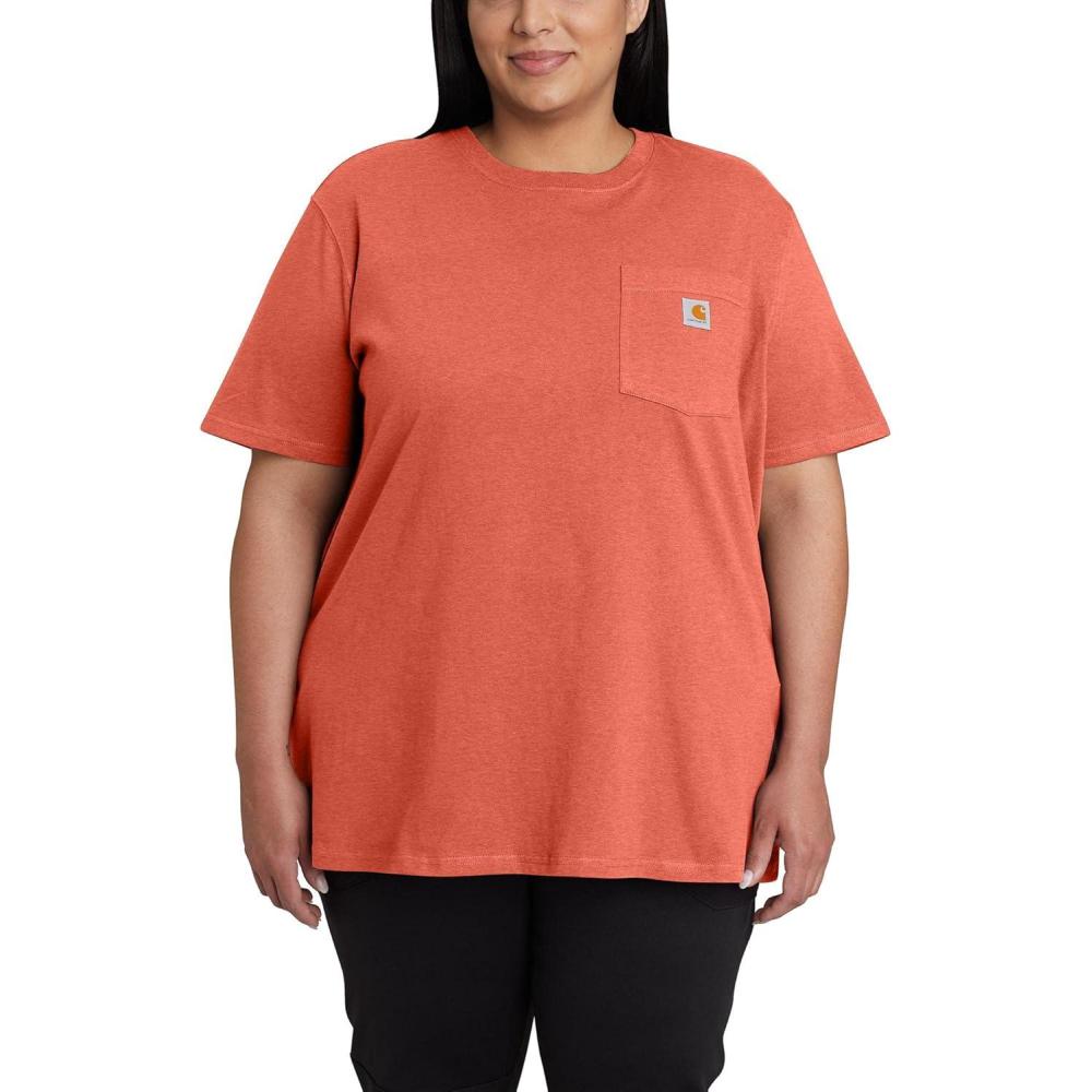 imageCarhartt Womens Loose Fit Heavyweight ShortSleeve Pocket TShirtEarthen Clay Heather