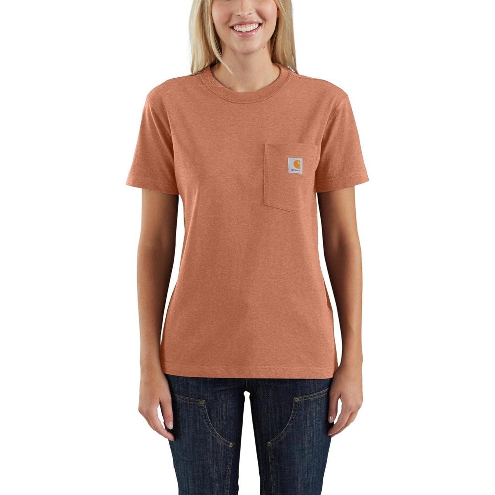 imageCarhartt Womens Loose Fit Heavyweight ShortSleeve Pocket TShirtGinger Heather