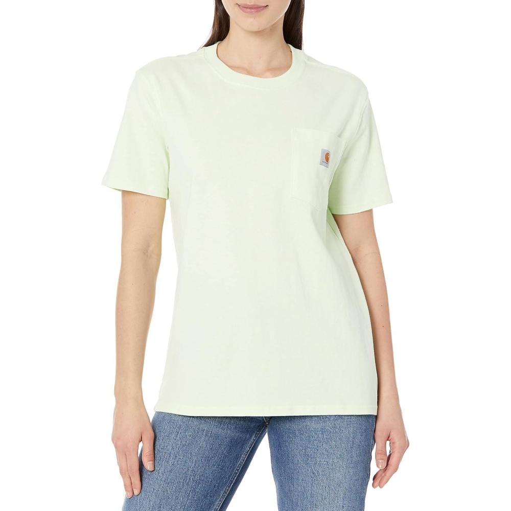 imageCarhartt Womens Loose Fit Heavyweight ShortSleeve Pocket TShirtHint of Lime
