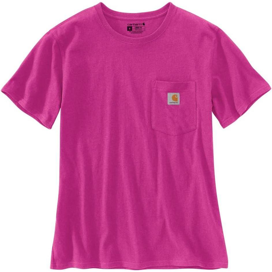 imageCarhartt Womens Loose Fit Heavyweight ShortSleeve Pocket TShirtMagenta Agate Heather