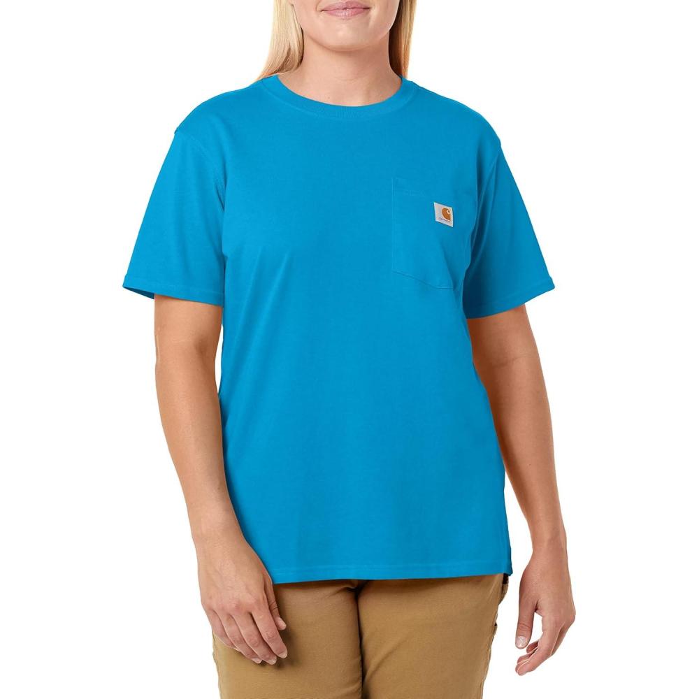 imageCarhartt Womens Loose Fit Heavyweight ShortSleeve Pocket TShirtMarine Blue