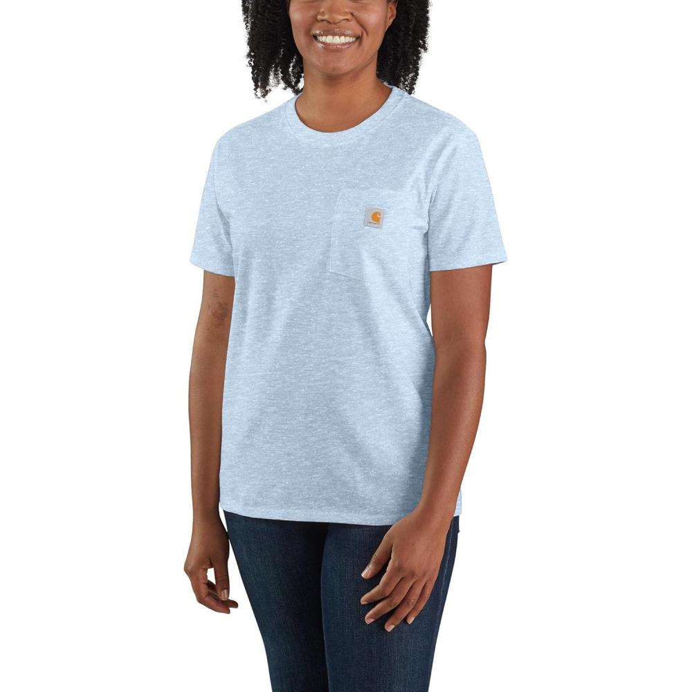 imageCarhartt Womens Loose Fit Heavyweight ShortSleeve Pocket TShirtMoonstone Snow Heather