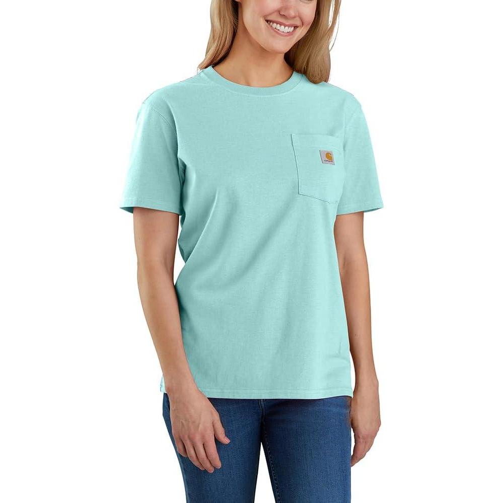 imageCarhartt Womens Loose Fit Heavyweight ShortSleeve Pocket TShirtPastel Turquoise