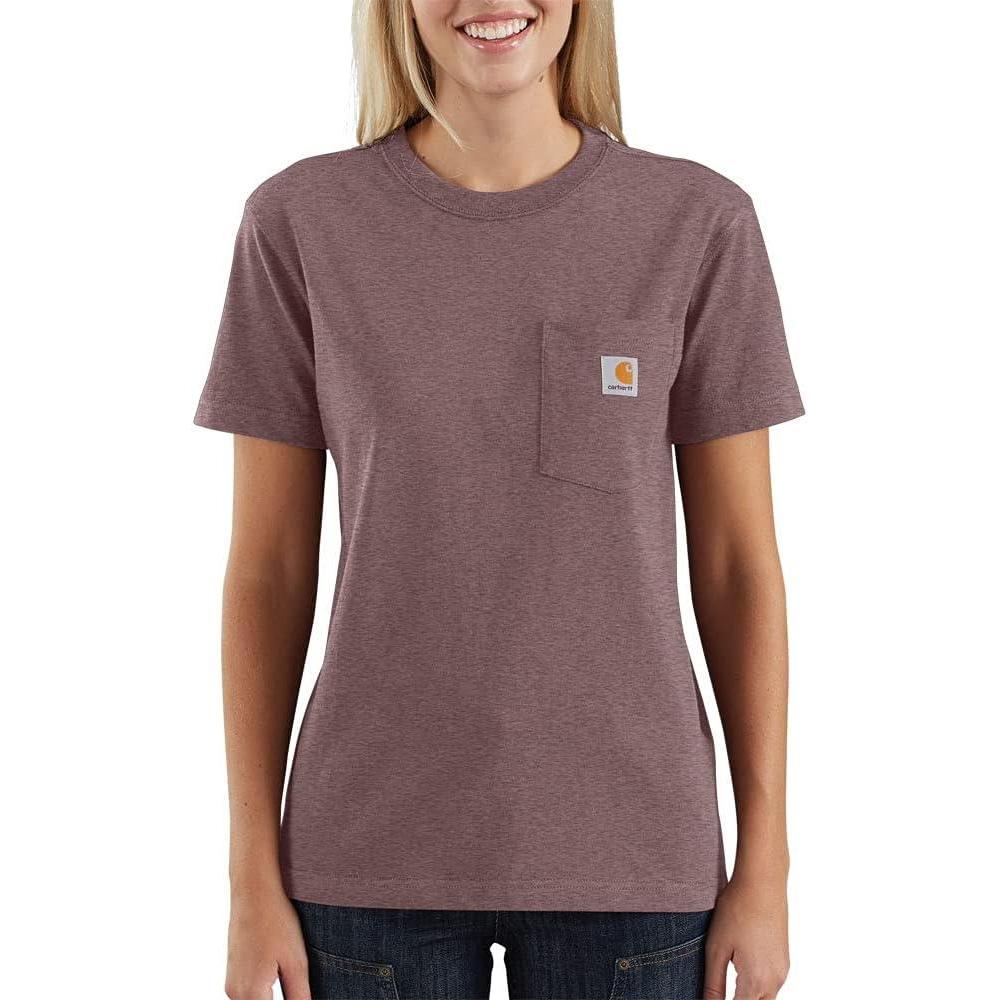 imageCarhartt Womens Loose Fit Heavyweight ShortSleeve Pocket TShirtRaisin Heather