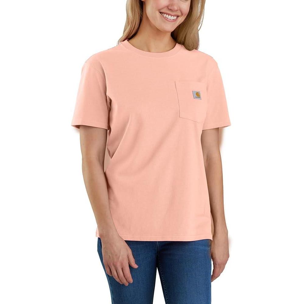 imageCarhartt Womens Loose Fit Heavyweight ShortSleeve Pocket TShirtTropical Peach