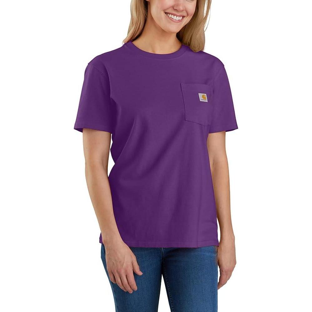 imageCarhartt Womens Loose Fit Heavyweight ShortSleeve Pocket TShirtTrue Purple