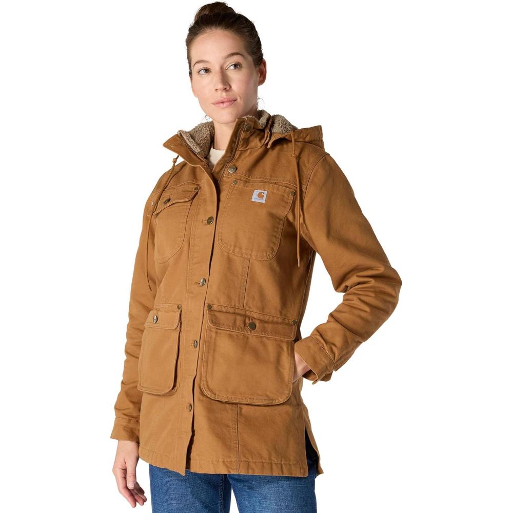 imageCarhartt Womens Loose Fit Washed Duck CoatCarhartt Brown