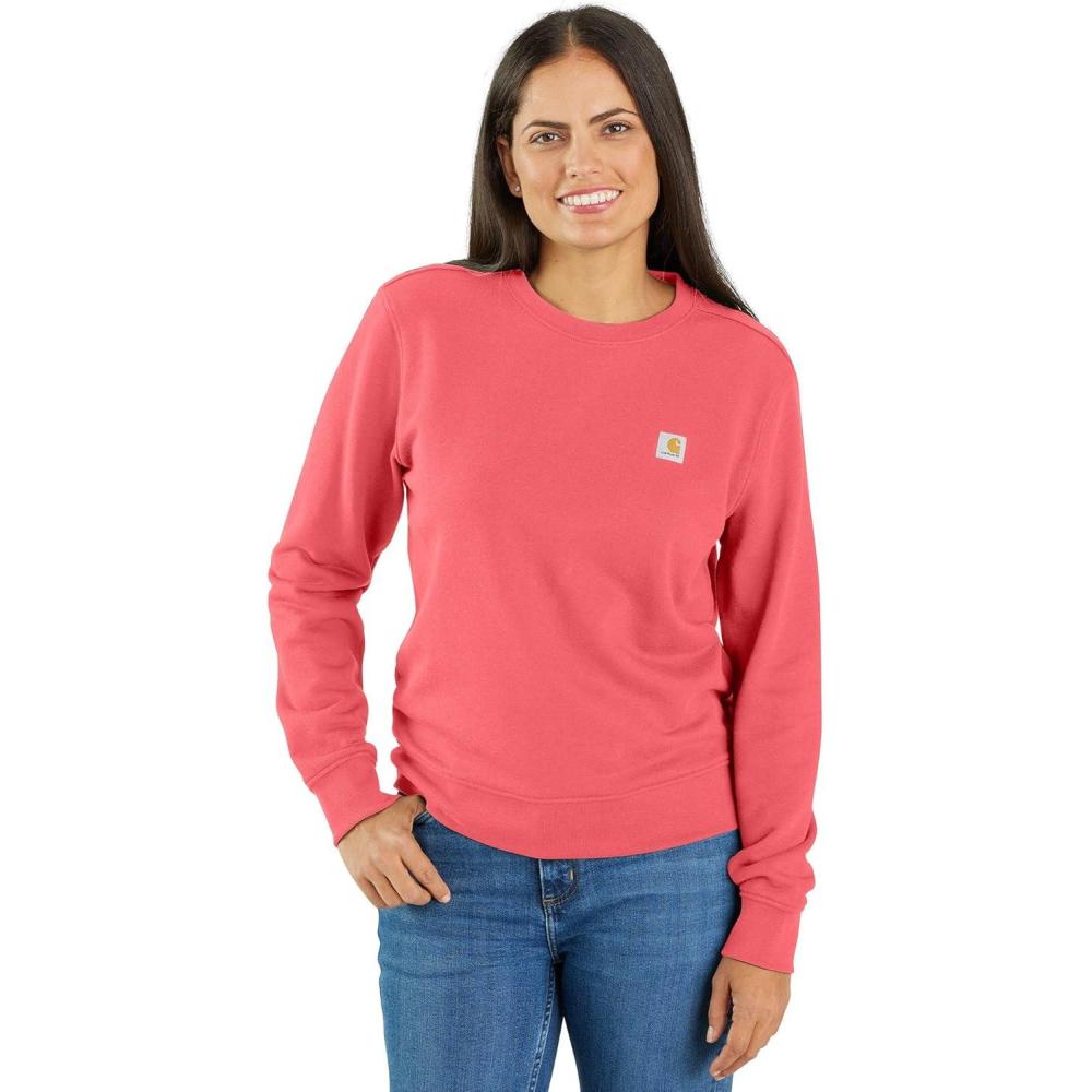 imageCarhartt Womens Relaxed Fit Midweight French Terry Crewneck SweatshirtPink Salmon
