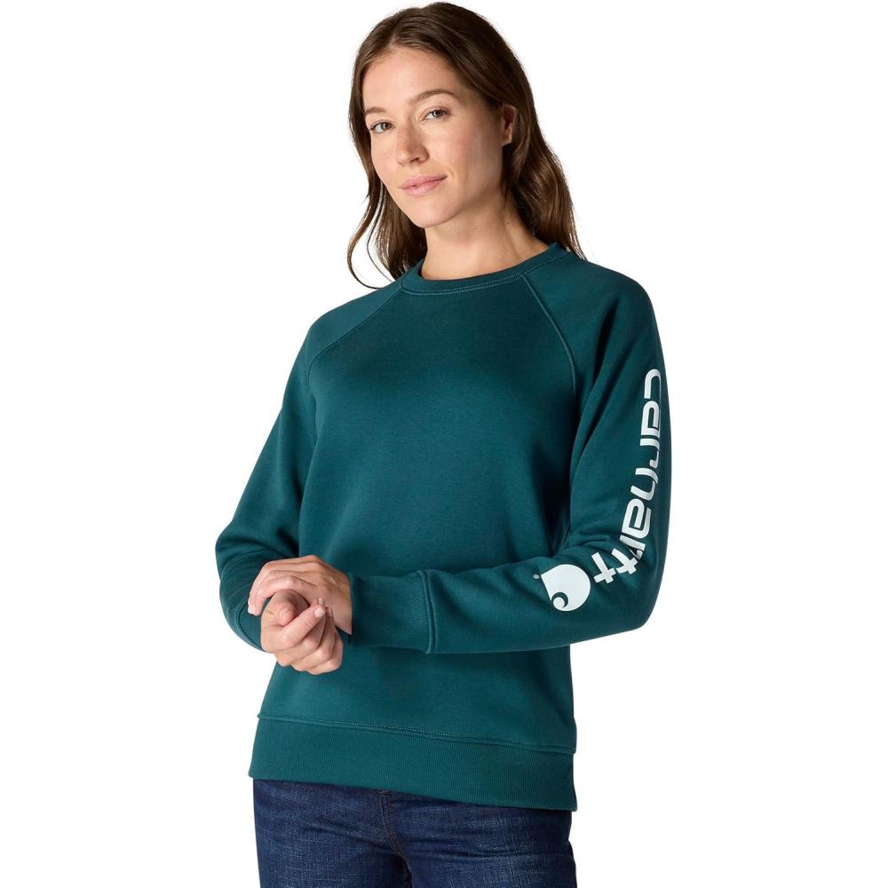 imageCarhartt Womens Relaxed Fit Midweight Graphic Crewneck SweatshirtGreenstone