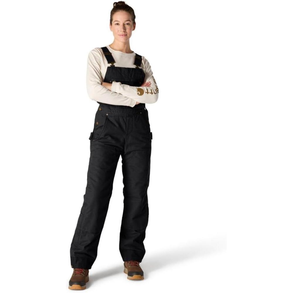 imageCarhartt Womens Relaxed Fit Washed Duck Insulated Bib OverallBlack