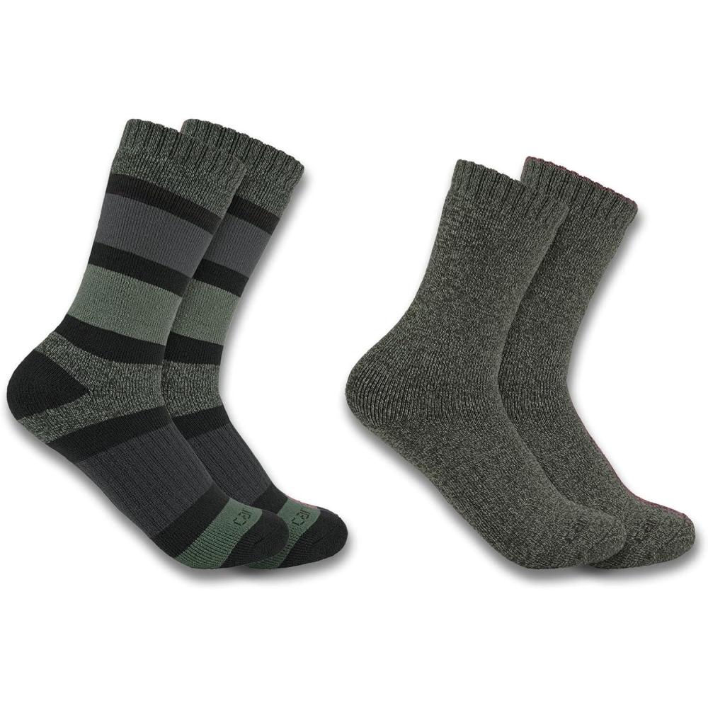 imageCarhartt Womens SC3152W Womens Heavyweight Crew Sock 2PackAssorted 3 Green