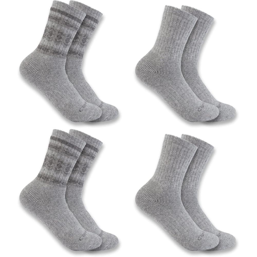imageCarhartt Womens SC5544W Womens Heavyweight SyntheticWool Blend Crew Sock 4PAssorted 1 Grey