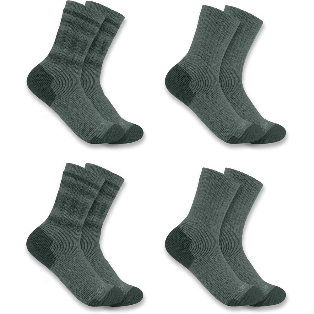 imageCarhartt Womens SC5544W Womens Heavyweight SyntheticWool Blend Crew Sock 4PAssorted Teal