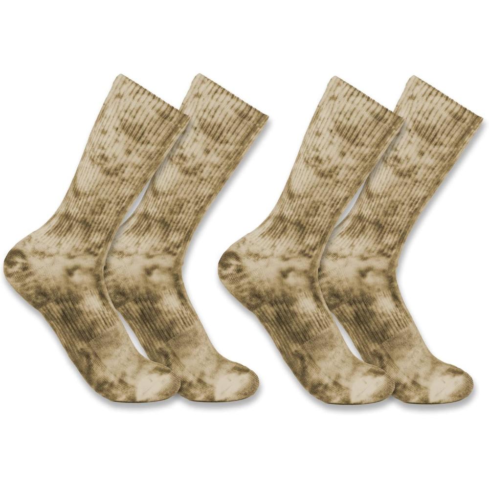 imageCarhartt Womens SC9382W Womens Midweight TieDye Crew Sock 2PackMalt Khaki