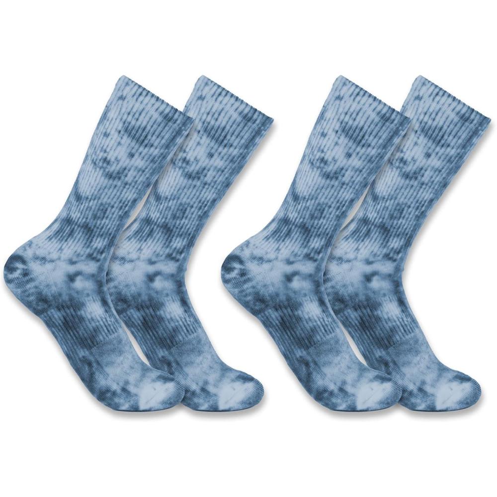 imageCarhartt Womens SC9382W Womens Midweight TieDye Crew Sock 2PackSky Stone