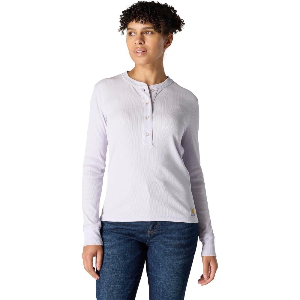 imageCarhartt Womens TENCEL Fiber Series Relaxed Fit LongSleeve Ribbed HenleyMica