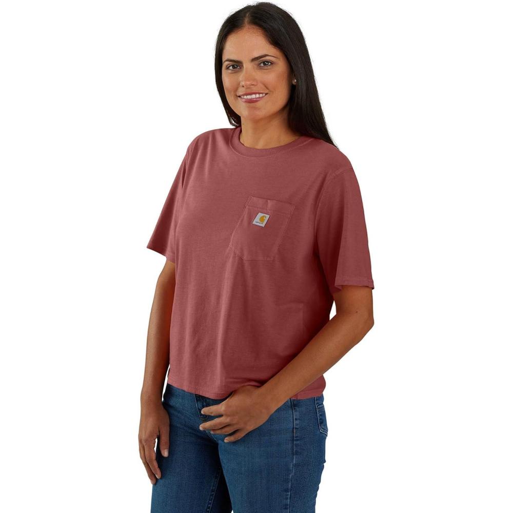 imageCarhartt Womens Tencel Fiber Series Loose Fit ShortSleeve Pocket TShirt Also Available in Plus SizesBarnwood