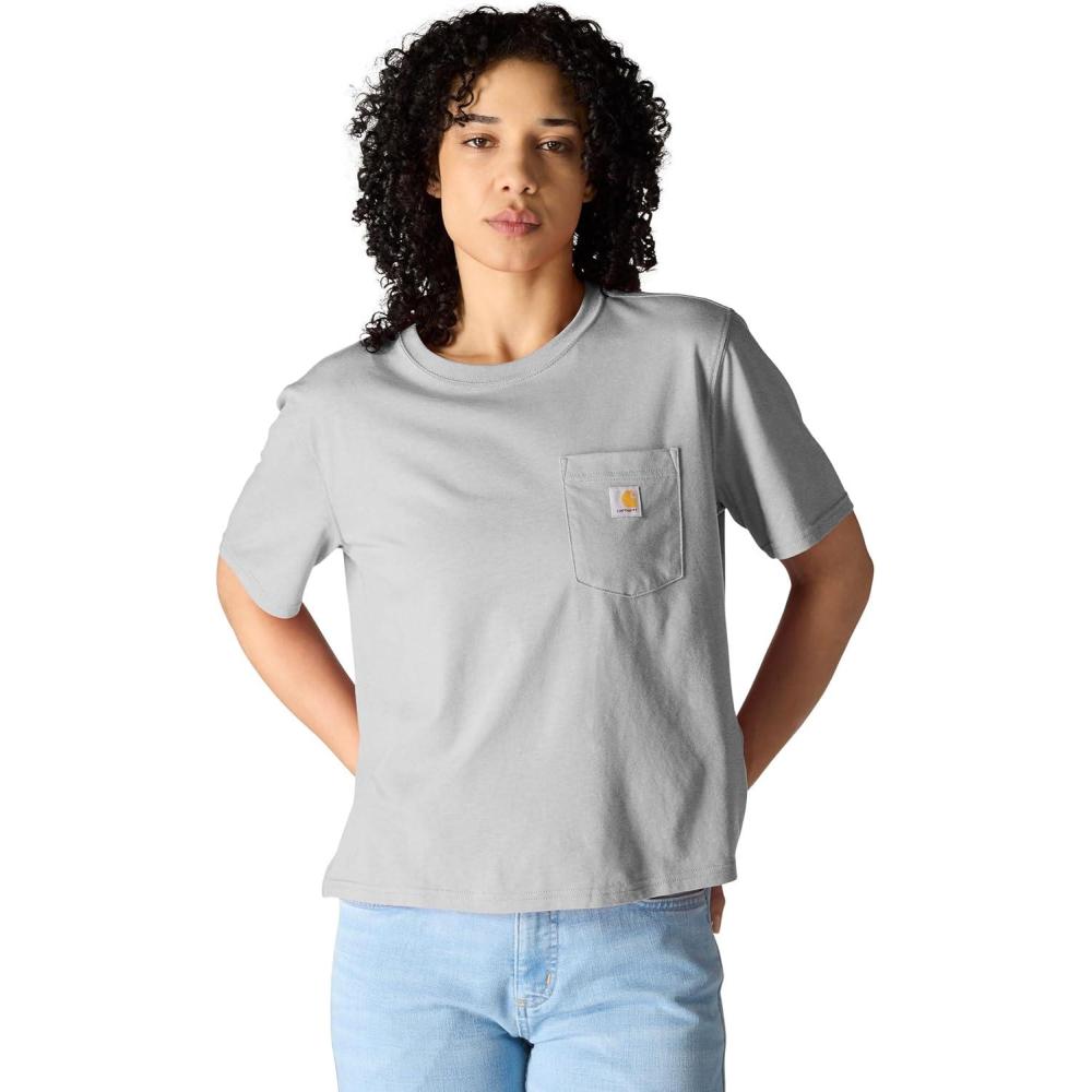 imageCarhartt Womens Tencel Fiber Series Loose Fit ShortSleeve Pocket TShirt Also Available in Plus SizesHeather Gray