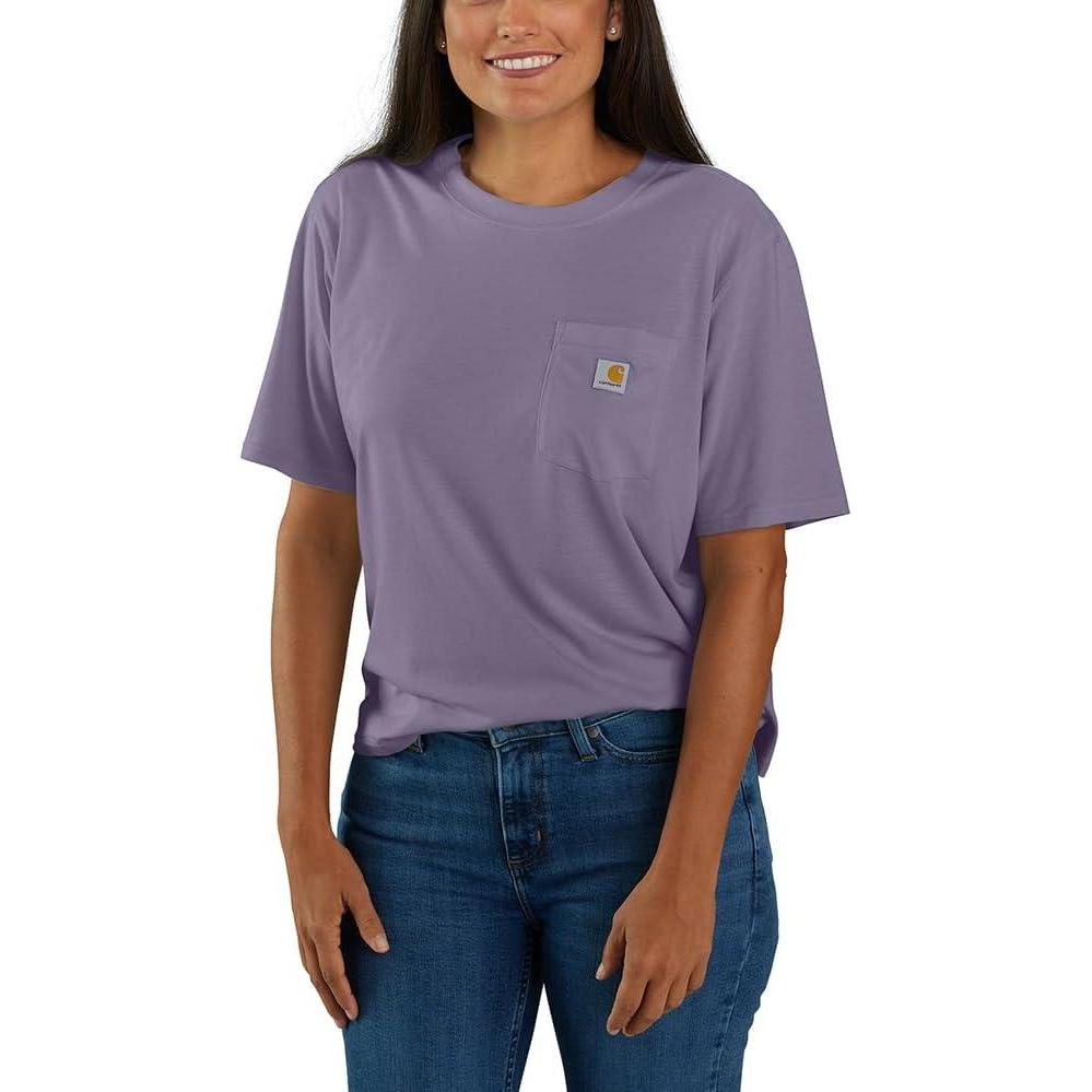 imageCarhartt Womens Tencel Fiber Series Loose Fit ShortSleeve Pocket TShirt Also Available in Plus SizesLavender Mist