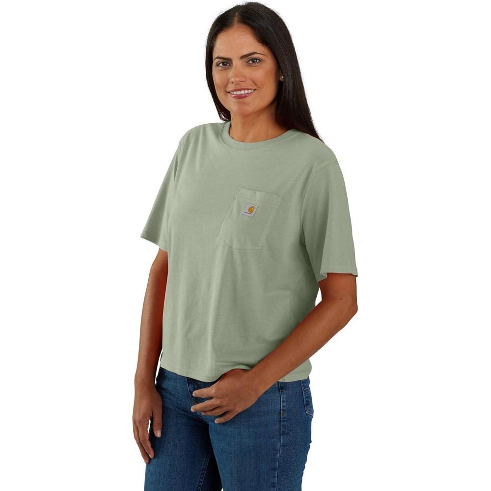 imageCarhartt Womens Tencel Fiber Series Loose Fit ShortSleeve Pocket TShirt Also Available in Plus SizesSage