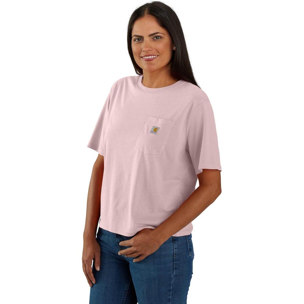 imageCarhartt Womens Tencel Fiber Series Loose Fit ShortSleeve Pocket TShirt Also Available in Plus SizesSoft Rose