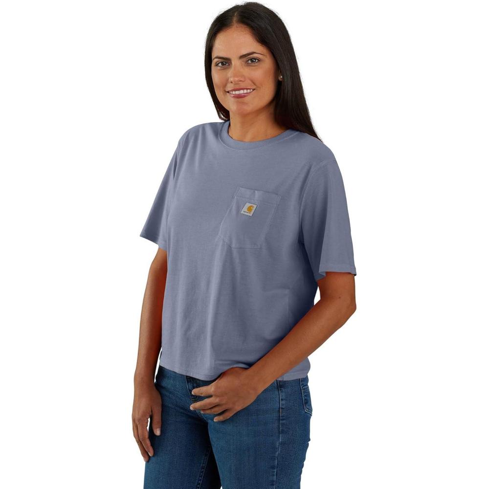 imageCarhartt Womens Tencel Fiber Series Loose Fit ShortSleeve Pocket TShirt Also Available in Plus SizesWisteria
