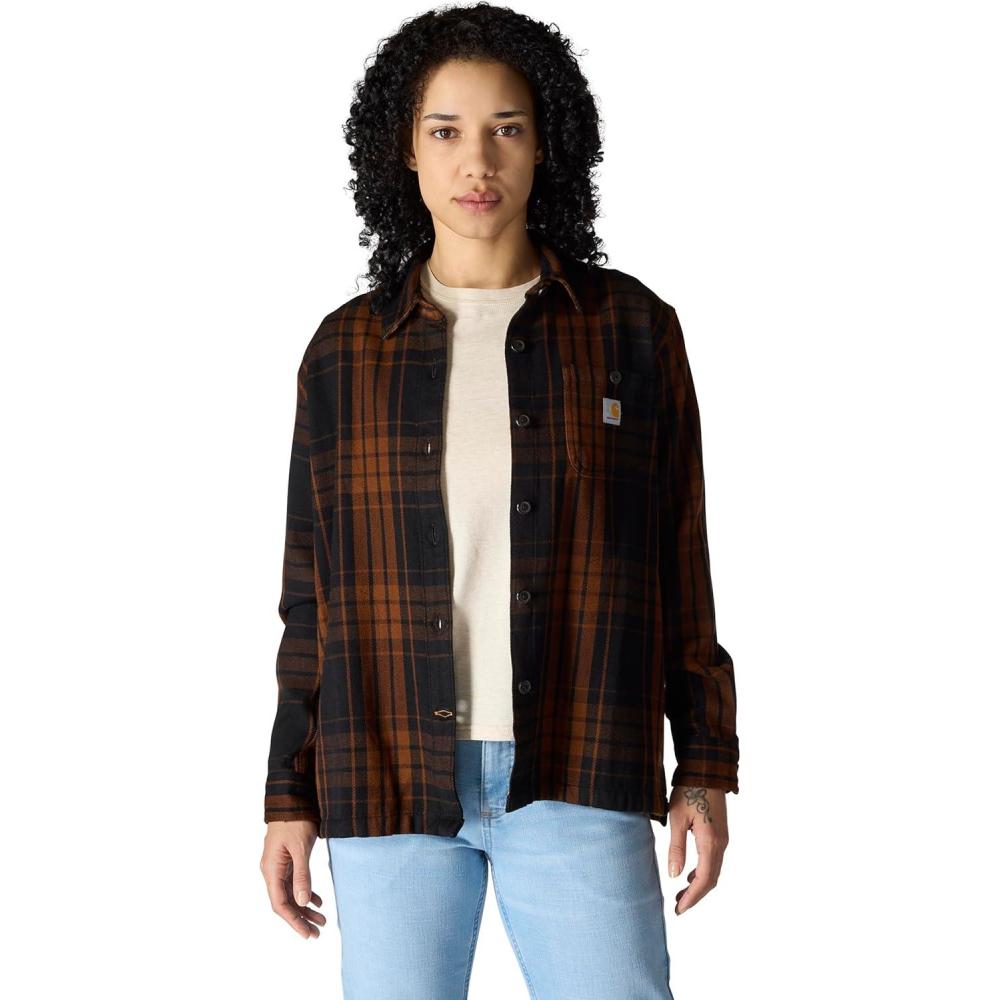 imageCarhartt Womens Tencel Fiber Series Loose Fit Twill Plaid ShirtBlack