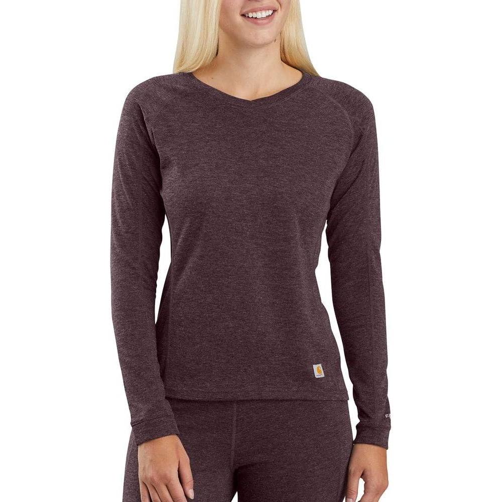 imageCarhartt Womens WBL132 Womens Base Force Heavyweight PolylWool CrewDeep Wine Heather