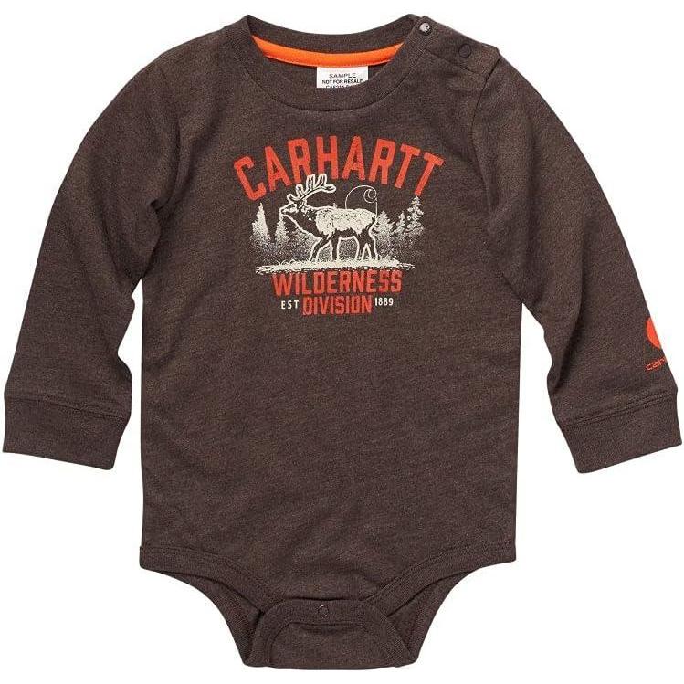 imageCarhartt babyboys Knit Long Sleeve Crewneck BodysuitMustang Brown Heather
