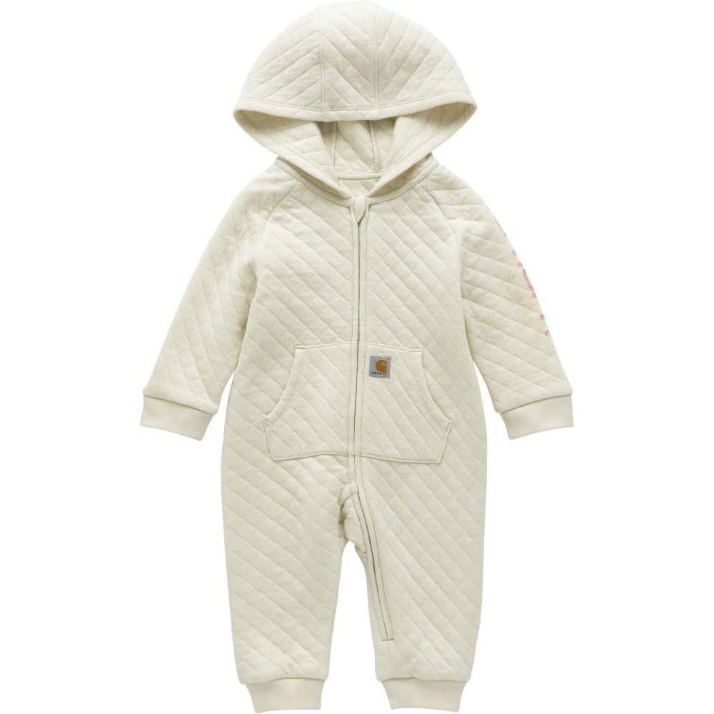 imageCarhartt babygirls Baby Girls Longsleeve Hooded Zipup Footless Jumpsuit Onepiece HoodieTurtledove
