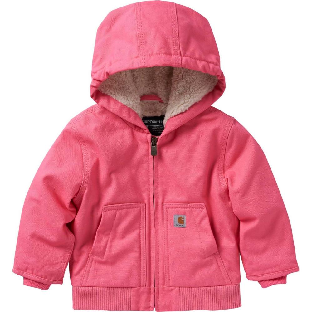 imageCarhartt babygirls Baby Girls Sherpalined Hooded Canvas Zipup JacketPink Lemonade