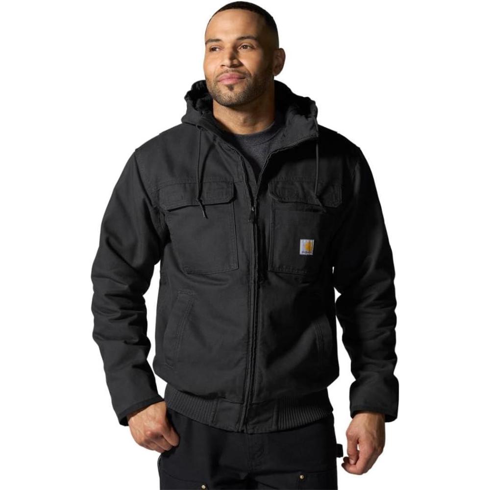 imageCarhartt mens Full Swing Loose Fit Washed Duck Insulated Active JacBlack