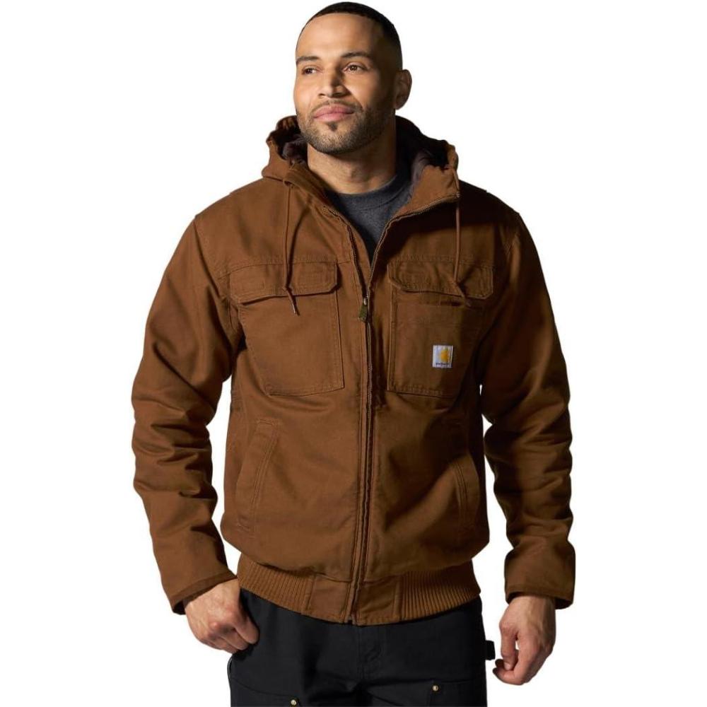 imageCarhartt mens Full Swing Loose Fit Washed Duck Insulated Active JacRed Duck