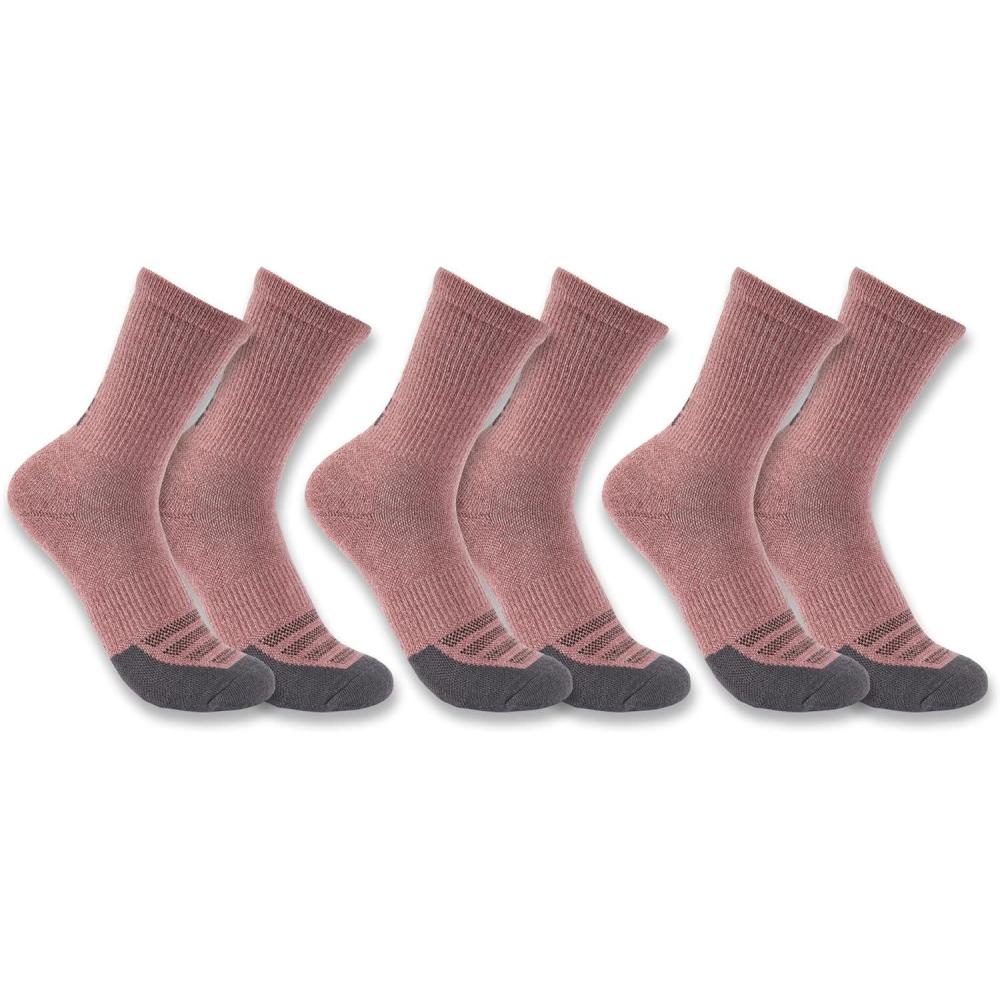 imageCarhartt womens Force Midweight Logo Crew Sock 3 PackDry Rose