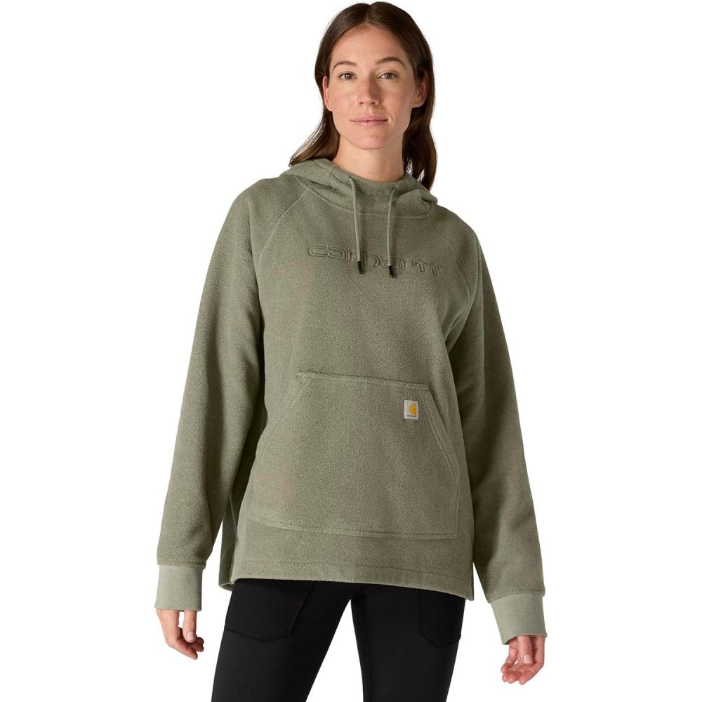 imageCarhartt womens Force Oversizedfit Fleece Hooded SweatshirtDusty Olive Heather