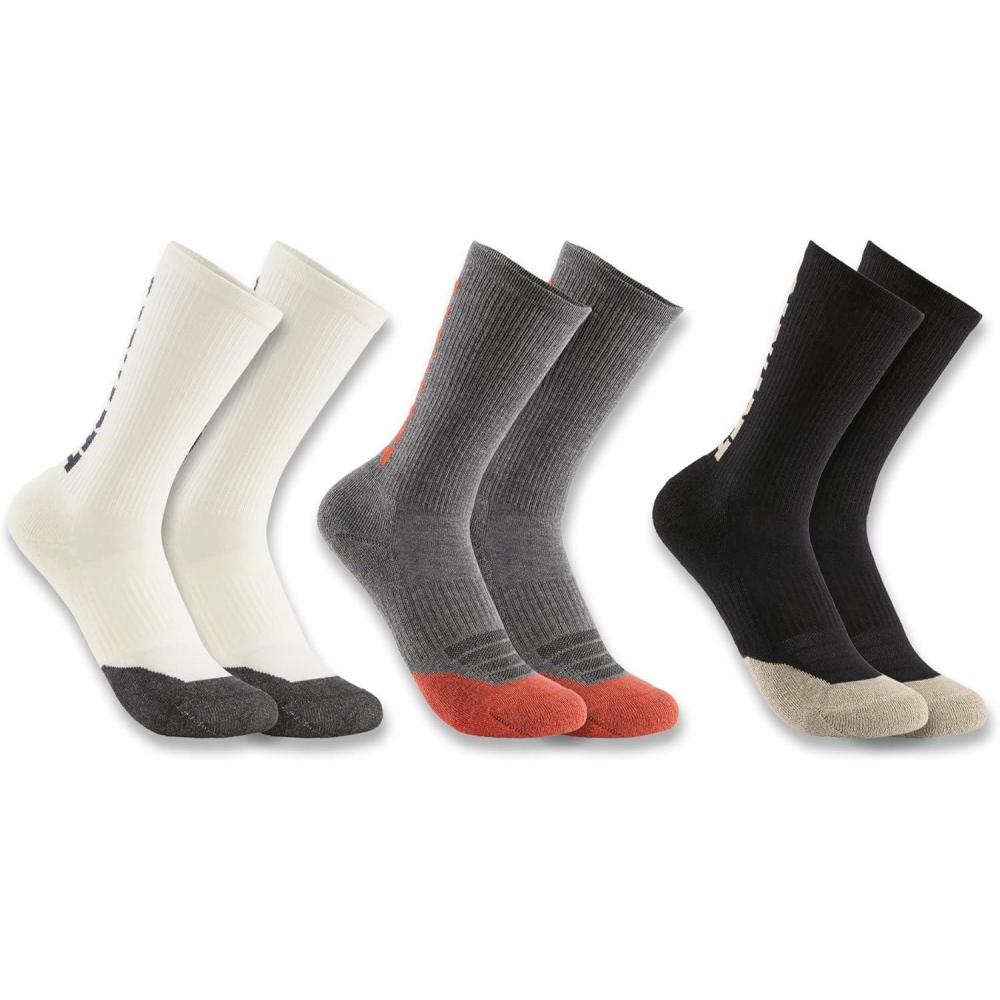 imageCarhartt womens Midweight Cottontencel Logo Crew Sock 3 PackAssorted 01